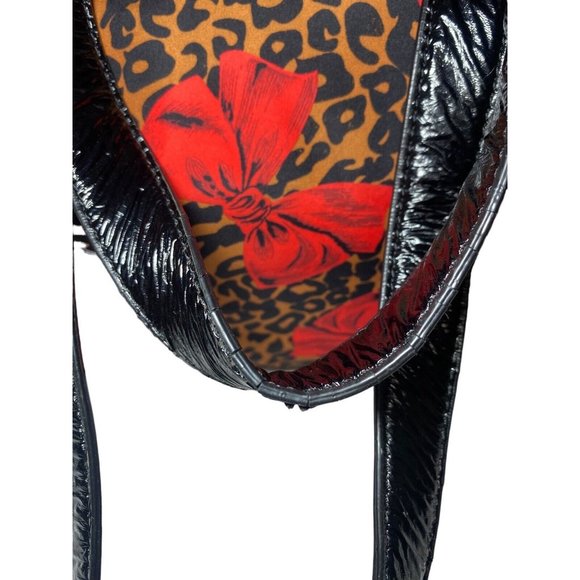 Betsey Johnson BETSEYVILLE Cheetah Print Red Bow Bag drawstring bag - Picture 6 of 14